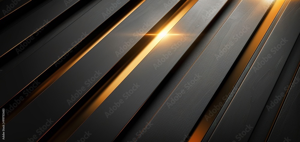 Abstract gold and black striped pattern with a glowing light. Abstract gold and black striped pattern with a glowing light.