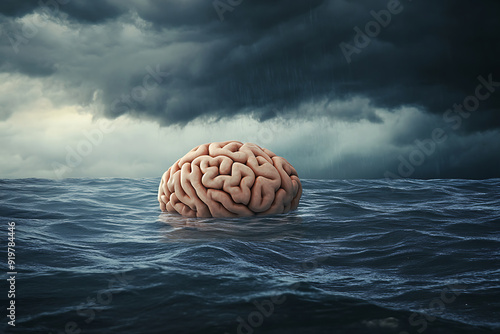 Mental Health Fragmentation as dissociative disorders and schizophrenia and trauma related disorders as Neurological Disorders representing the fragility of the human brain in a 3D illustration style.