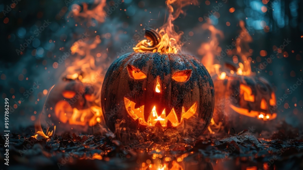 Burning Jack-o'-lantern Halloween Burning Jack-o'-lantern Halloween
