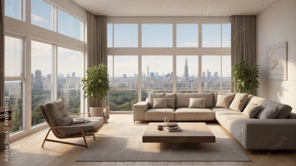 modern open living room with panoramic view and floor-to-ceiling windows modern open living room with panoramic view and floor-to-ceiling windows