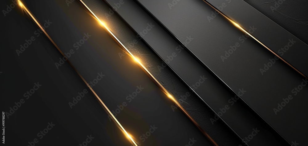 Black abstract background with golden lines. Black abstract background with golden lines.