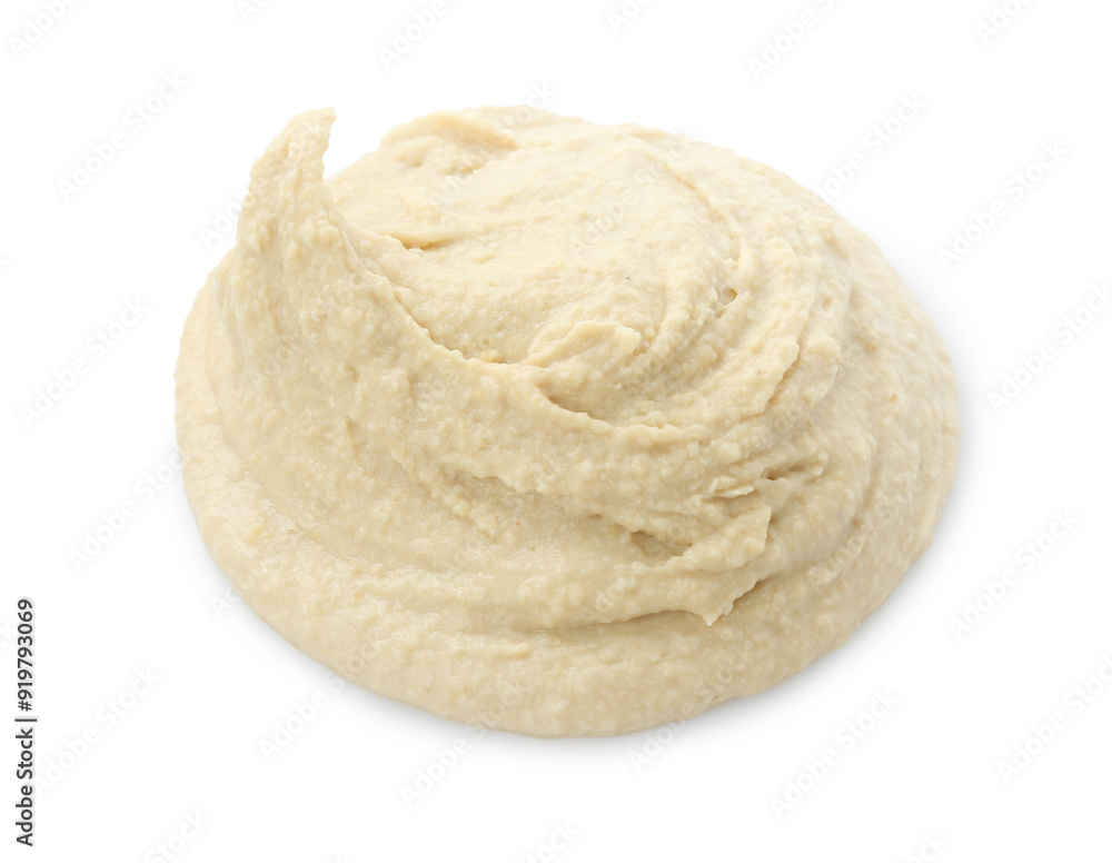 Sample of delicious hummus isolated on white Sample of delicious hummus isolated on white