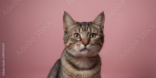 Wallpaper Mural Funny cat looks up on a pink background. Torontodigital.ca