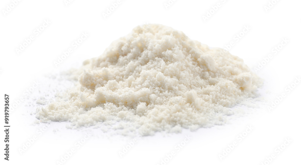 Heap of coconut flour isolated on white Heap of coconut flour isolated on white