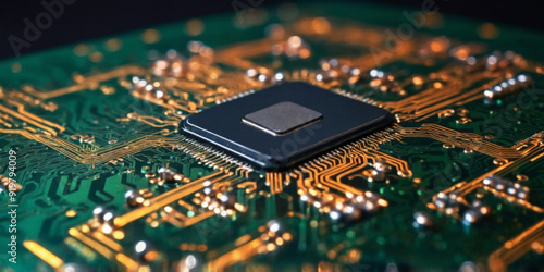 microchip designed for on a circuit board - closeup.