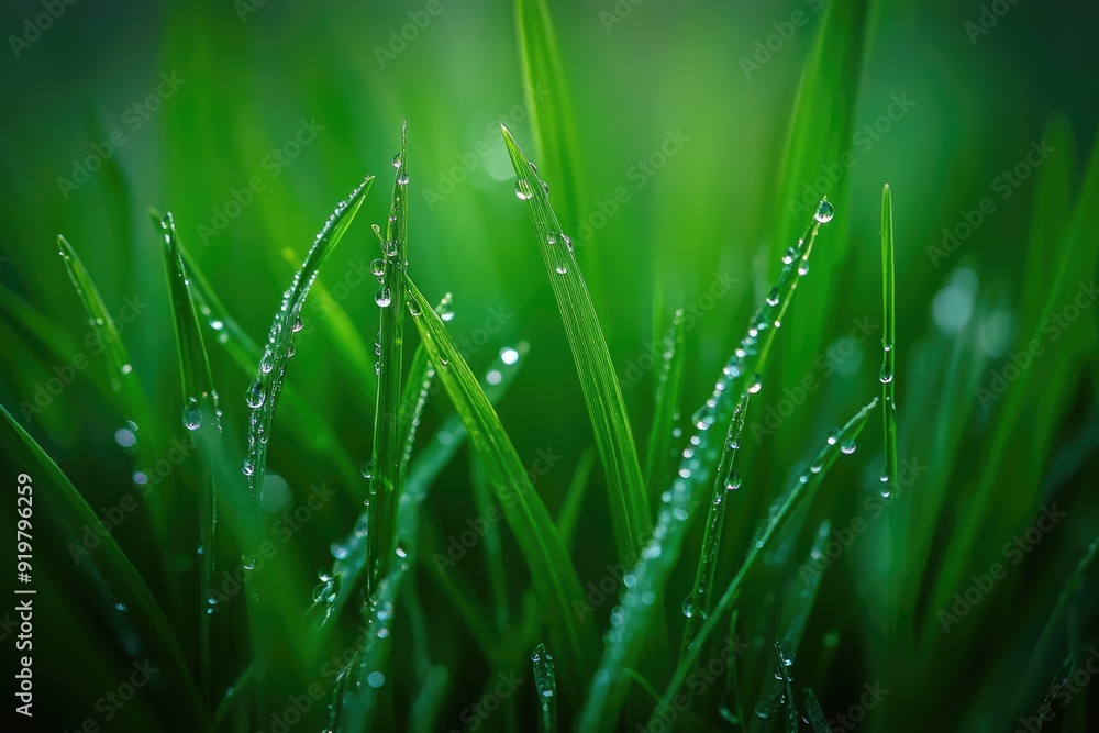 Dewy Grass. Nature's Morning Dew on Green Meadow Field Dewy Grass. Nature's Morning Dew on Green Meadow Field