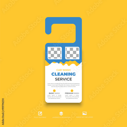 Vector door hanger car washing services template.