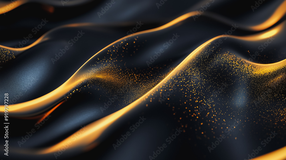 show of movement of an artistic rendering that features a 3D rendering of multiple layers of fabric in an abstract style. With a stunning combination of shades of gold and blue background show of movement of an artistic rendering that features a 3D rendering of multiple layers of fabric in an abstract style. With a stunning combination of shades of gold and blue background