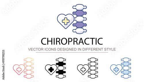 Chiropractic icon design with white background stock illustration