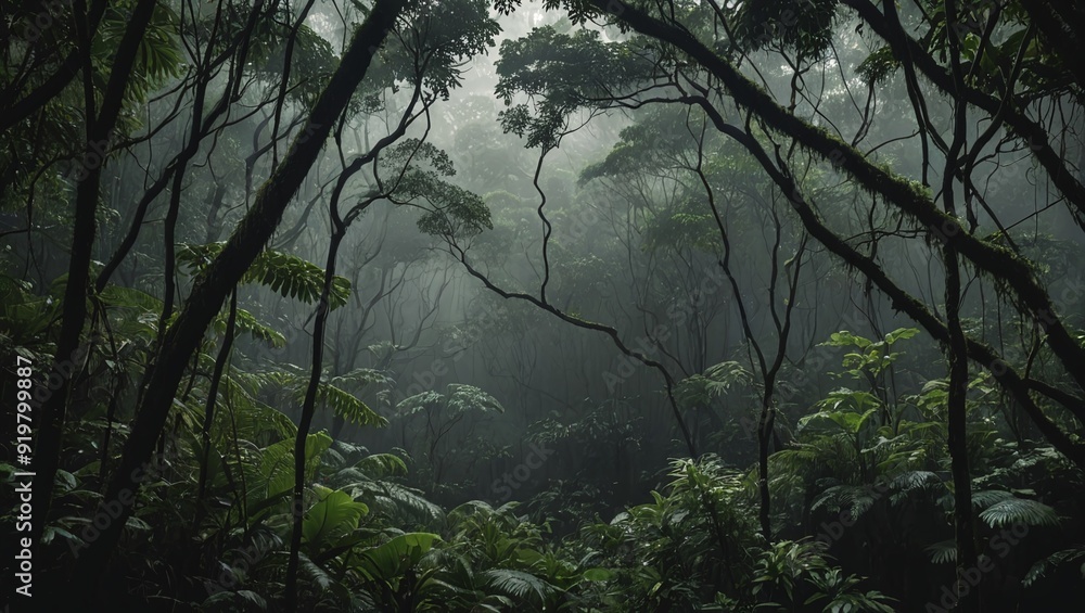 Mystical Rainforest Canopy in Moody Darkness Mystical Rainforest Canopy in Moody Darkness