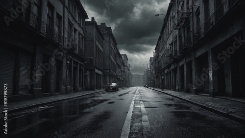 Dramatic Urban Vibes Dark City Street Scene