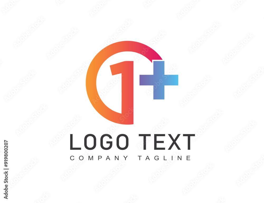 1 plus leter Gradient beautiful logo template 1 plus leter Gradient beautiful logo template