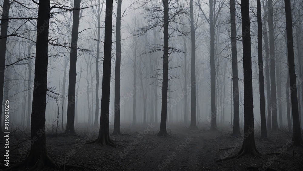 Misty Twilight Enchanted Forest Landscape Misty Twilight Enchanted Forest Landscape
