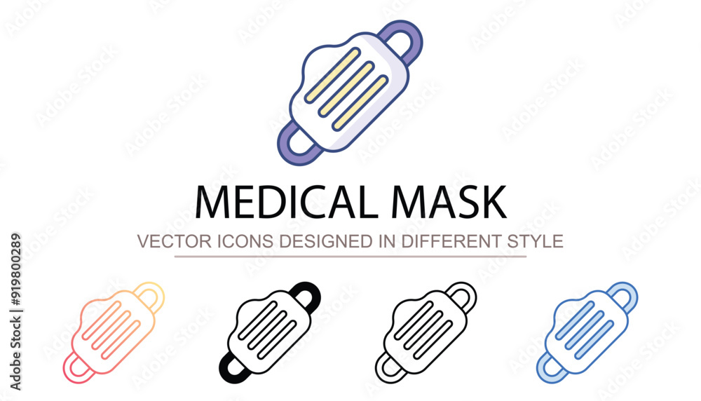 Medical Mask icon design with white background stock illustration Medical Mask icon design with white background stock illustration