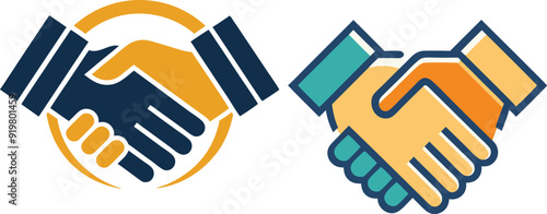 a minimalist handshake logo vector art illustration 