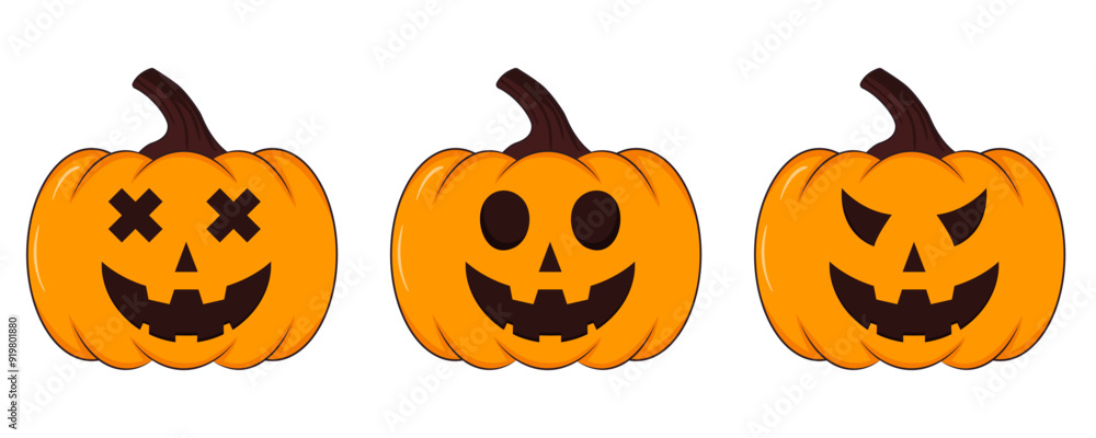 Halloween scary pumpkin icon set. Vector illustration Halloween scary pumpkin icon set. Vector illustration
