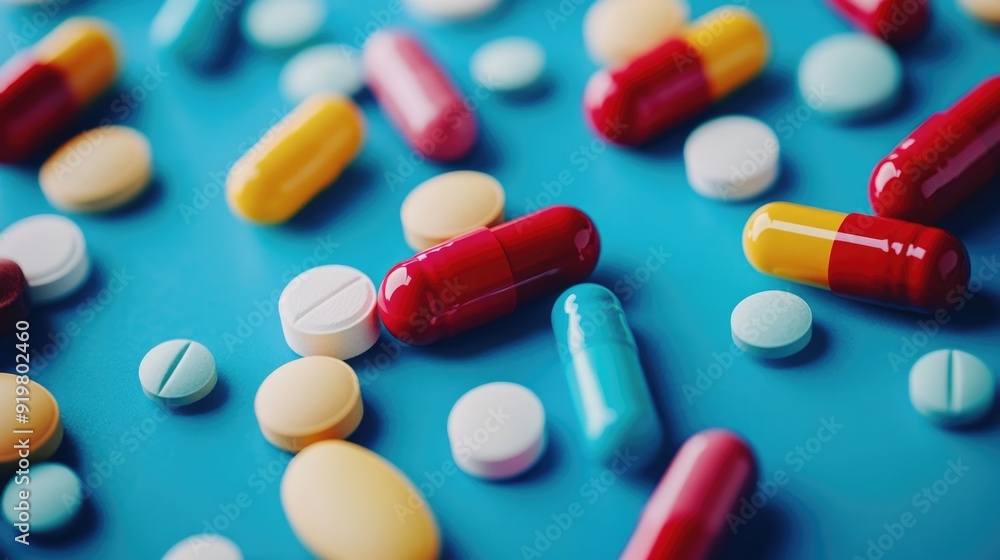 Medicare Supplements. Mix of Capsules, Tablets, and Prescription Drugs on Blue Medical Table Medicare Supplements. Mix of Capsules, Tablets, and Prescription Drugs on Blue Medical Table
