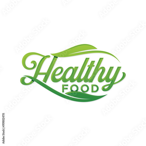 Healthy Food letter text typography for food industry