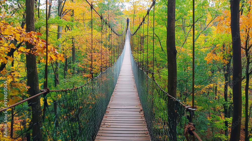 Obraz premium Canopy walkway suspended high in the trees, offering a unique perspective of the forest