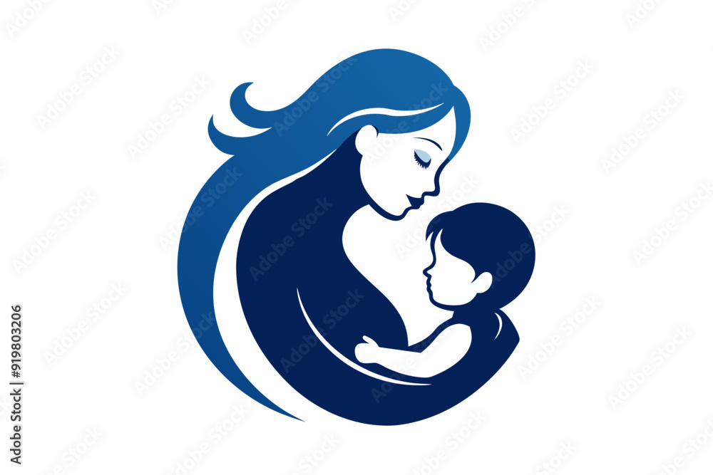 Vector design of realistic mother and baby on white background