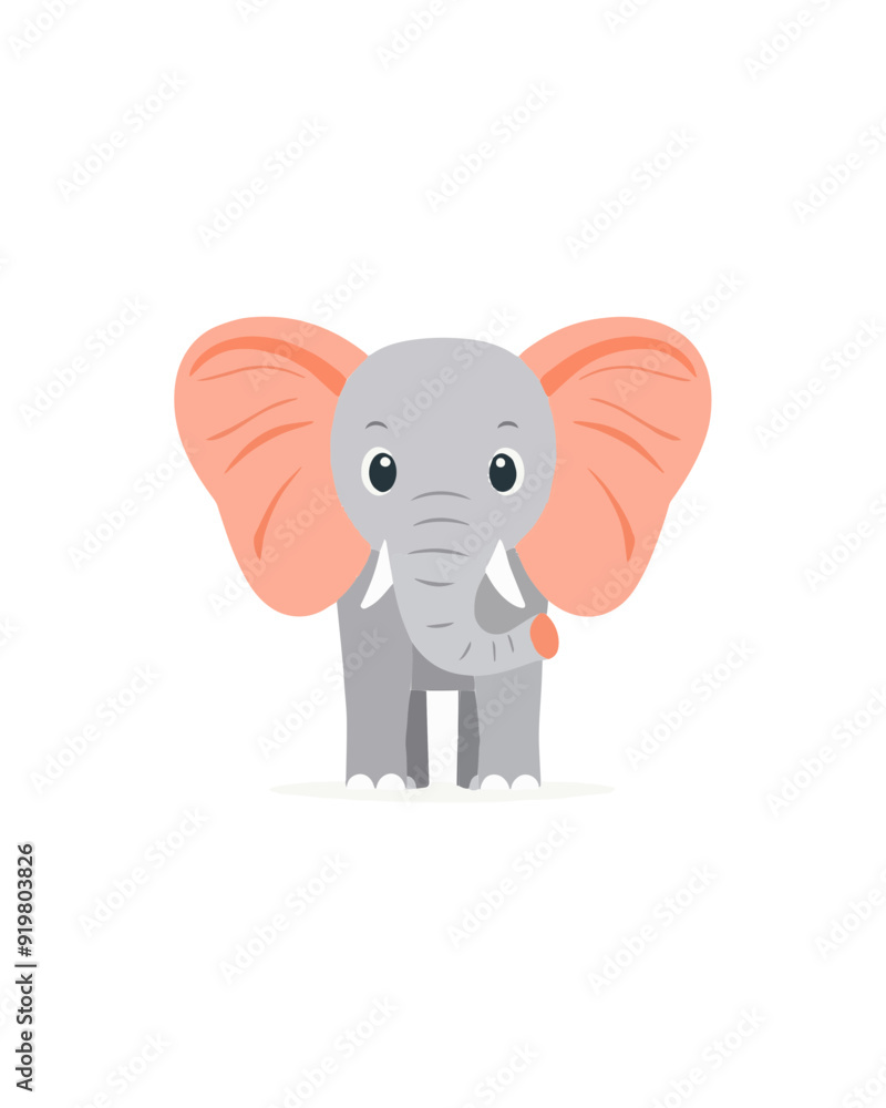 Fototapeta premium Small baby pachyderm mammal illustration. Full hd animal vector logo isolated on a white background completely lossless resizable design