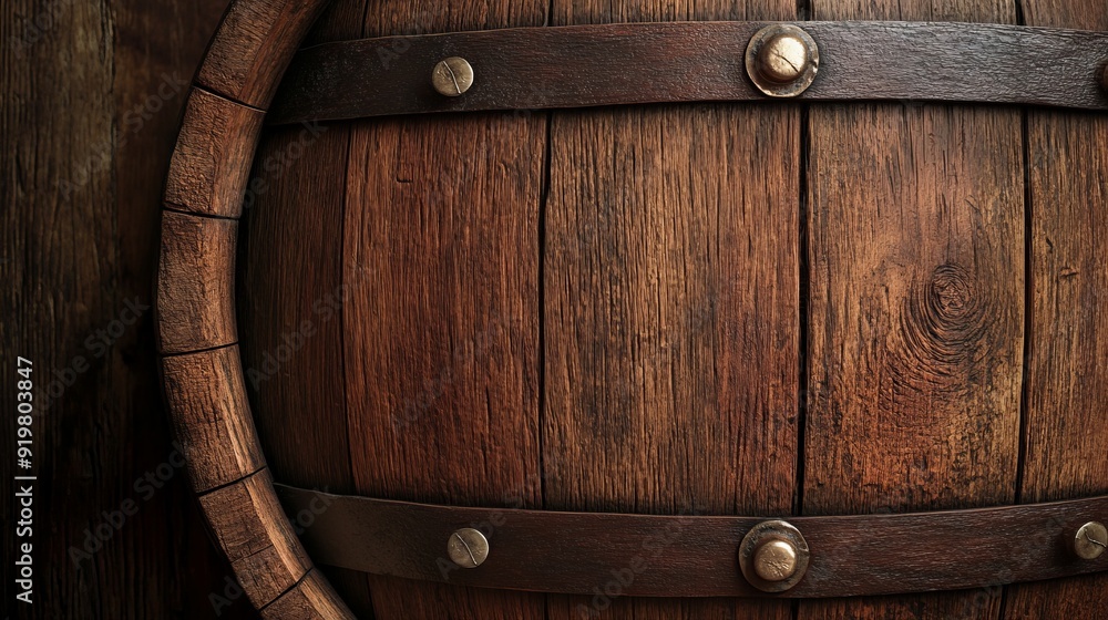 Fototapeta premium Rustic Wooden Barrel Close-Up