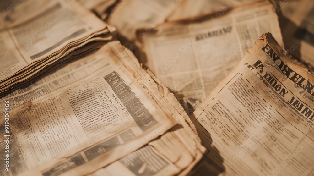 Naklejka premium Vintage Newspapers on Table