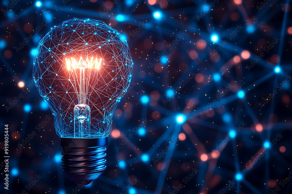 A background featuring a lamp icon, designed to convey concepts of illumination and ideas.