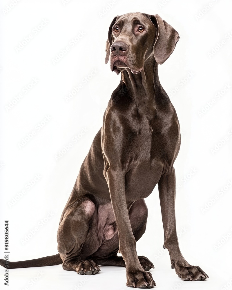 Brown Great Dane. Majestic Dog Pet Sitting Isolated on White Background Brown Great Dane. Majestic Dog Pet Sitting Isolated on White Background
