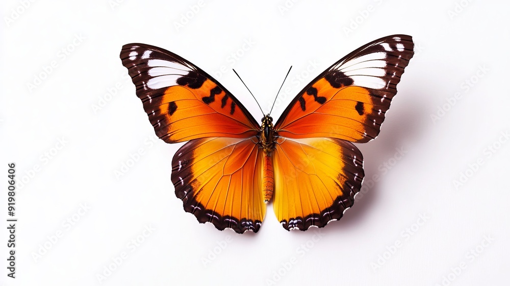 Vibrant Orange Butterfly on White Background