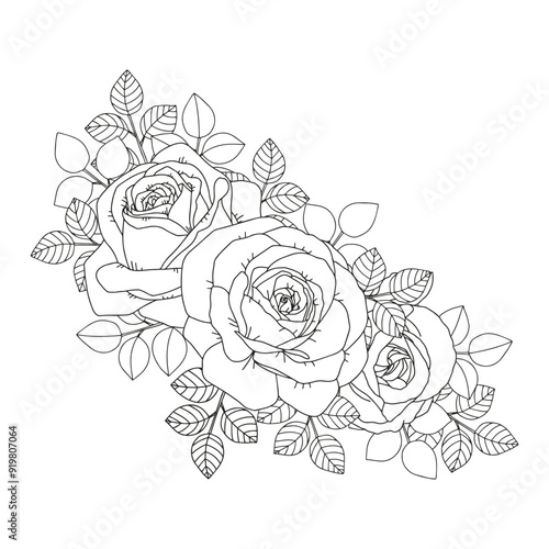 Coloring page for adults and children. Flower bouquet.