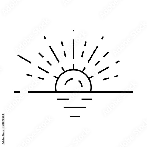 horizont sunset sun summer sunlight line icon vector. horizont sunset sun summer sunlight sign. isolated contour symbol black illustration