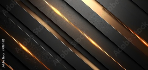 Abstract black and gold diagonal stripes with glowing lines.