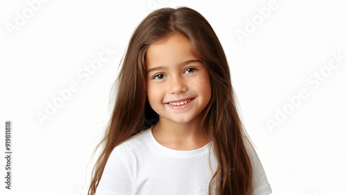 portrait of a girl isolated on a transparent white background