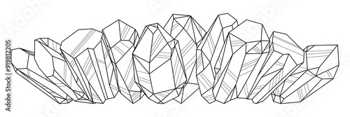 Illustration of crystals or minerals. Jewelry precious gem stone.