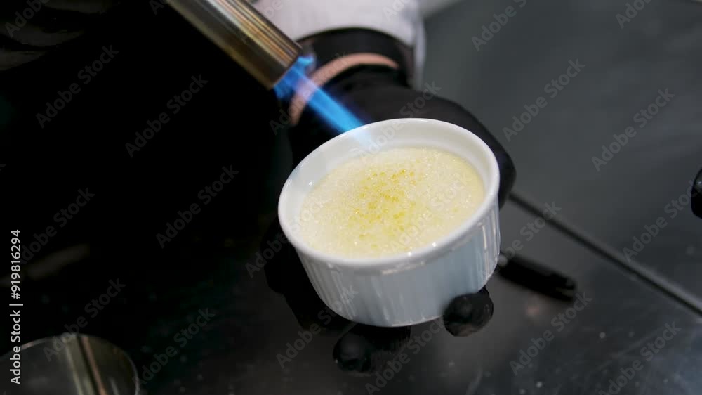 Vanilla cream with burnt sugar on top, dessert. Creme brulee in Catalan style Vanilla cream with burnt sugar on top, dessert. Creme brulee in Catalan style