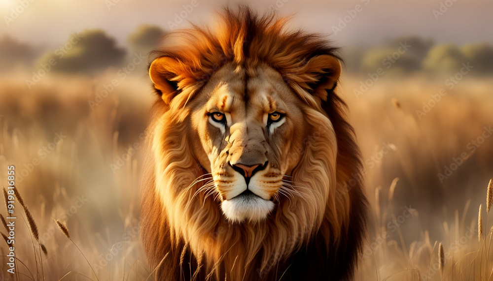 Majestic Lion King: Powerful Savannah Portrait in Surreal AI Art | Wildlife Photography. Majestic Lion King: Powerful Savannah Portrait in Surreal AI Art | Wildlife Photography.
