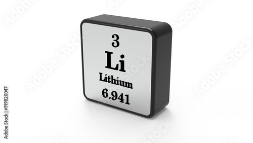3D Lithium Element Sign. Stock image. One of a set of elements in the periodic table.