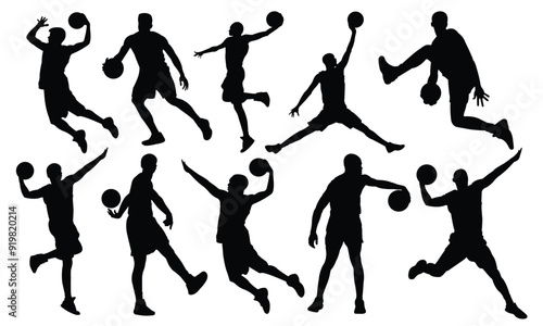 Wallpaper Mural basketball player silhouette. basketball player collection vector pack. Torontodigital.ca