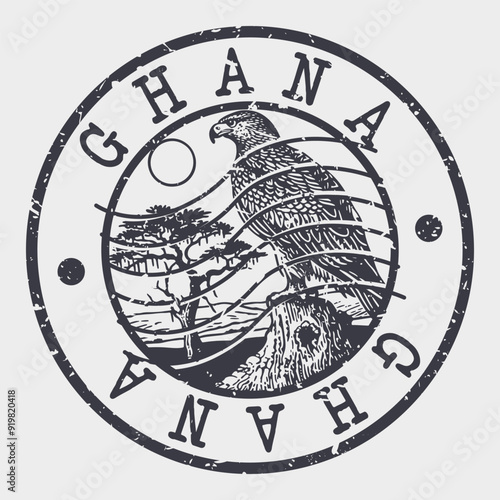 Ghana Stamp Postal. Silhouette Seal. Passport Round Design. Vector Icon. Design Retro Travel. National Symbol.