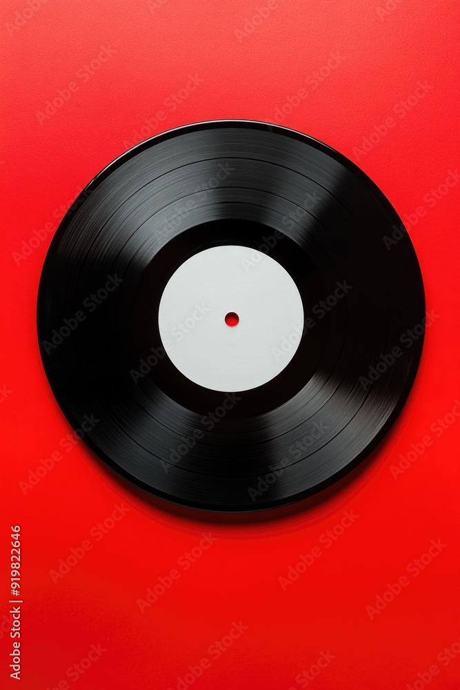 Black Vinyl Record on Red Surface Black Vinyl Record on Red Surface