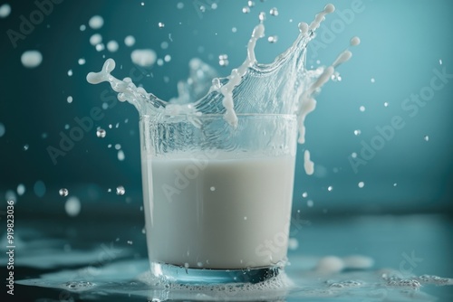 Glass of Milk with Water Splash