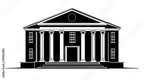 City hall with a classic design, columns, and a centrally placed entrance, vector illustration art