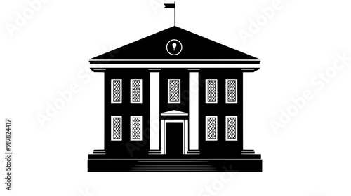 City hall with a classic design, columns, and a centrally placed entrance, vector illustration art