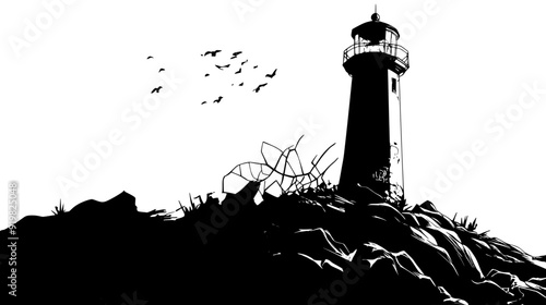 Victorian mansion with steep roof, gables, and large porch, vector illustration art