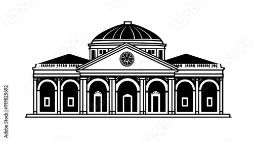 Historical landmark building for exhibitions and public events, vector illustration art