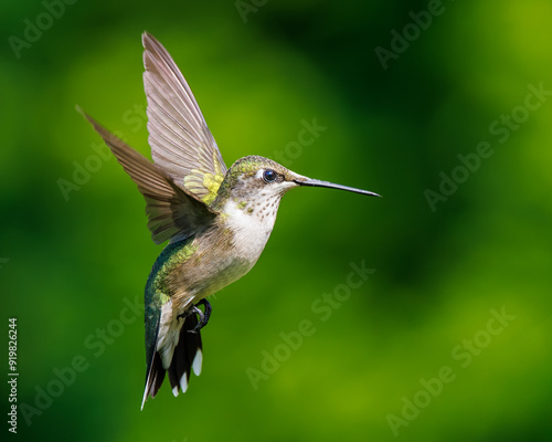 Ruby-throated Hummingbird in Flight