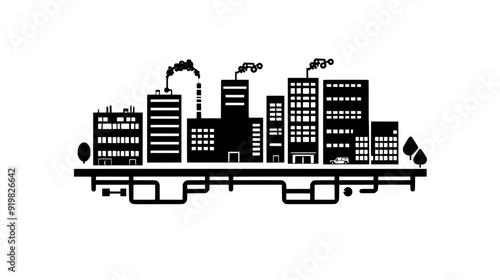 Research institute with laboratory buildings, offices, and interconnected pathways, vector illustration art