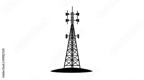 Telecommunications tower for broadcasting and communication services, vector illustration art