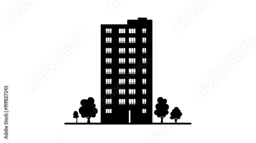 Tower with a hotel on lower floors and private residences above, vector illustration art